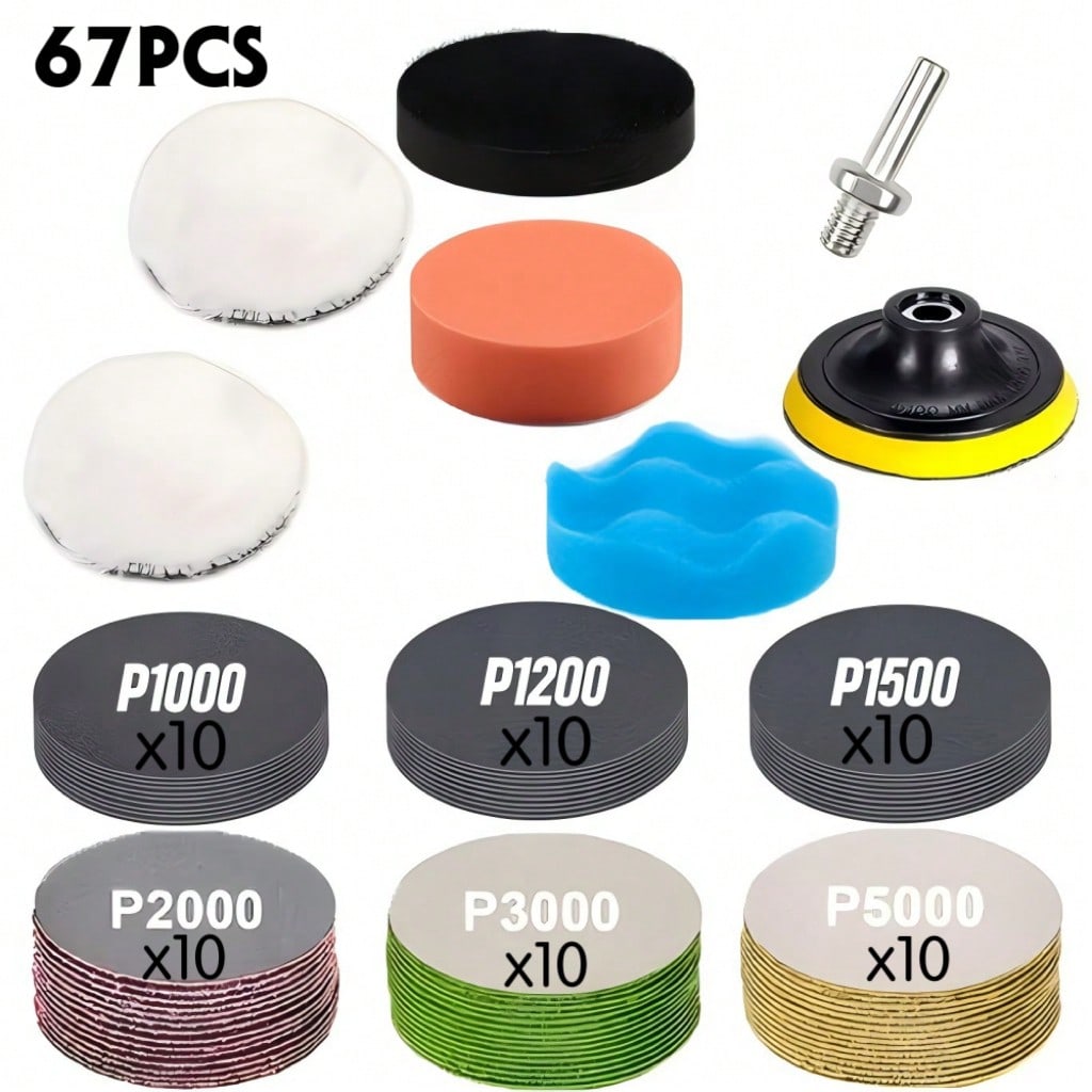 Car Wax Polishing Pad - 67pcs Car Repair Polishing Set, Includes