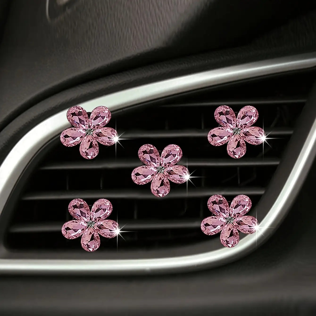 5Pcs Bling Crystal Flower Car  - Car Accessories Evil Eye review and price