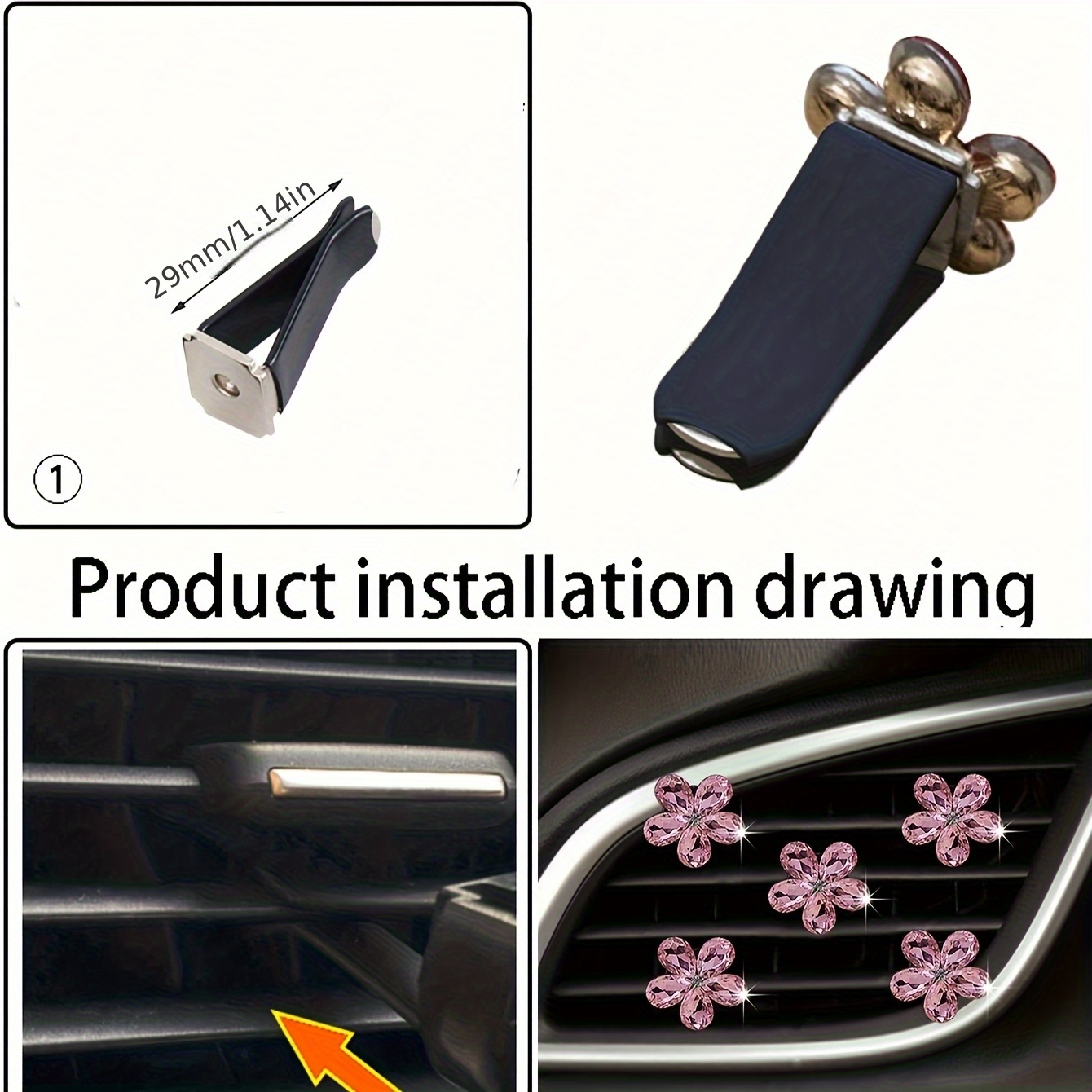 5Pcs Bling Crystal Flower Car  - Car Accessories Evil Eye review and price