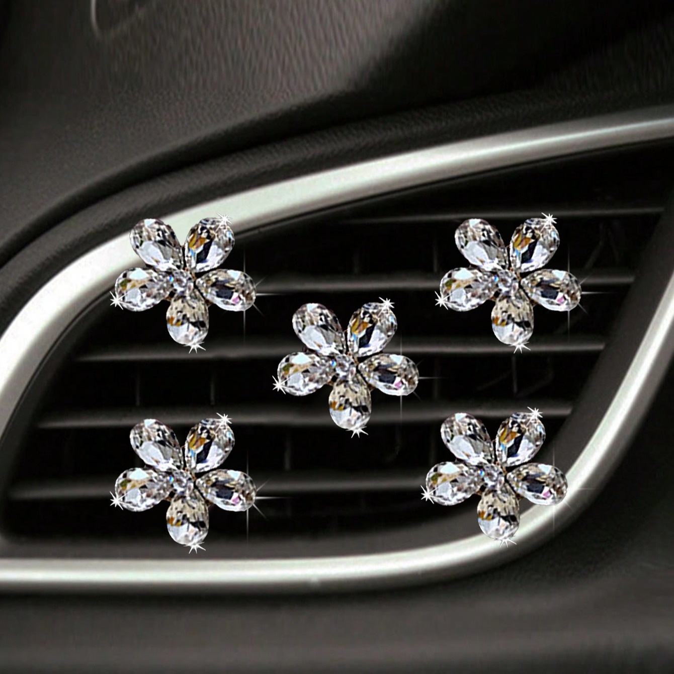 5Pcs Bling Crystal Flower Car  - Car Accessories Evil Eye review and price