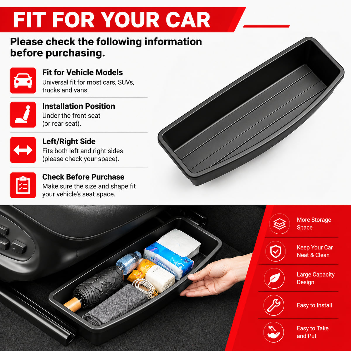 PINMOAP Under Seat Car Storage - Car Cable Organizer review and price